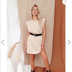 Del Rey Taupe Padded Dress